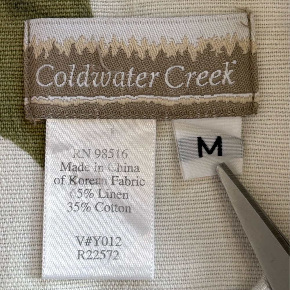 Coldwater Creek Linen Blend Mandarin Collar Shirt Jacket Botanical Cottagecore M - Picture 11 of 11